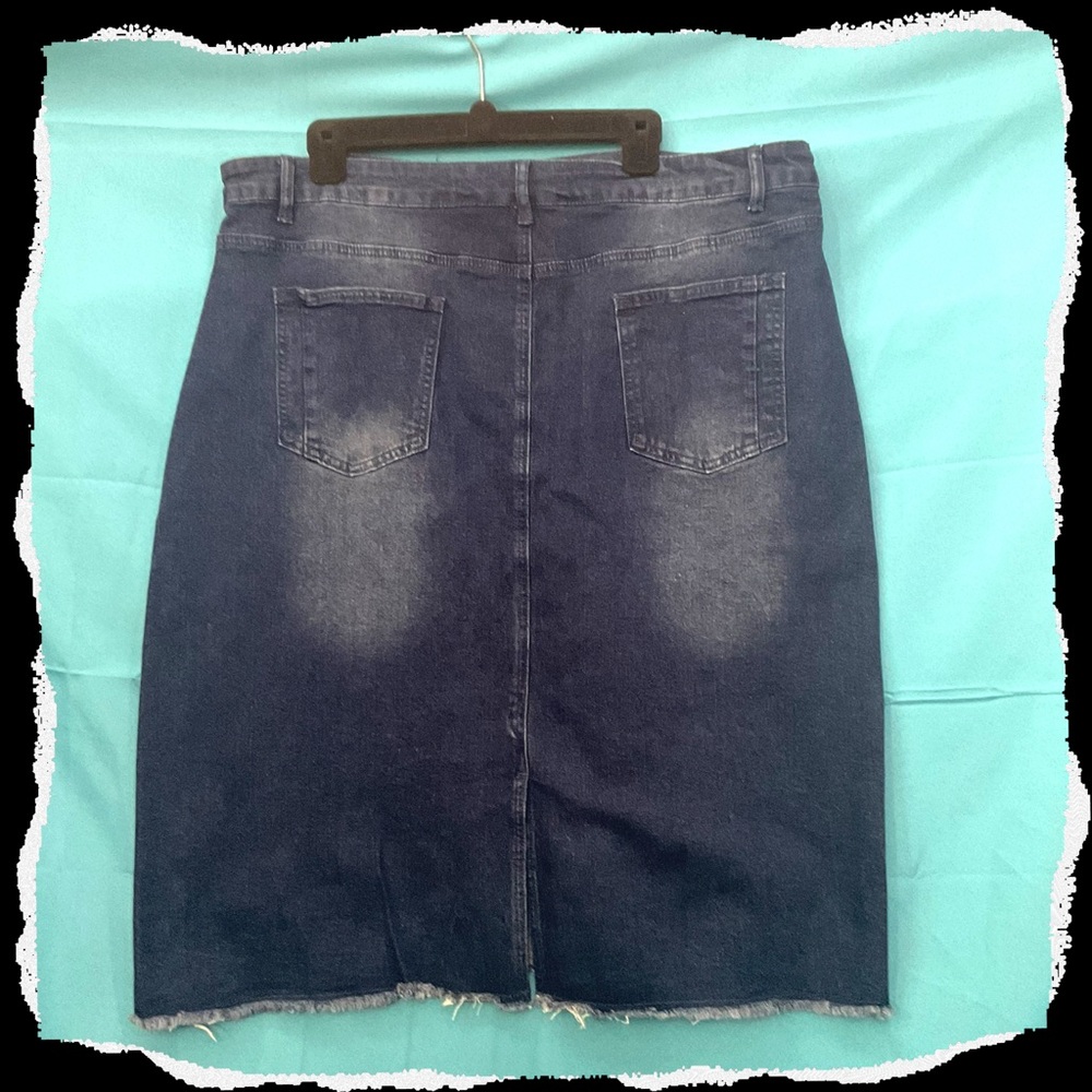 Allegra K Women's Blue Denim Midi Skirt NWT 20”waist 27”length - Picture 3 of 3